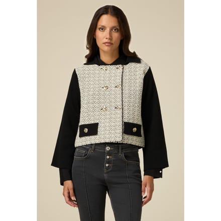 Oltre Wool Blend Knit Boxy Jacket Black Maat: XL | Blazers Outlet | Dames | Zwart
