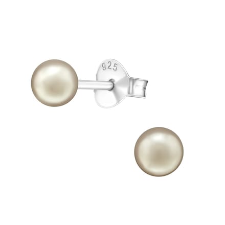 Joy|S - Zilveren parel oorbellen - 4 mm - brons / bronze