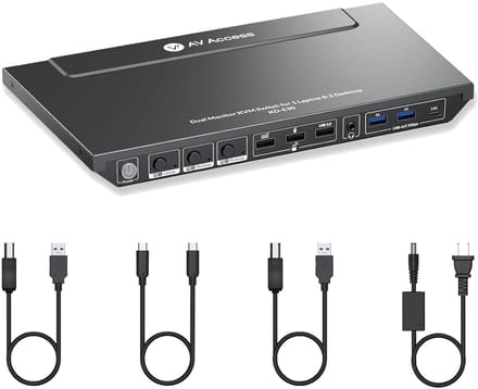 Docking Station - KVM Switch - Multitasken Werk - Dubbele 4K@60Hz - 31 x 18 x 9 cm