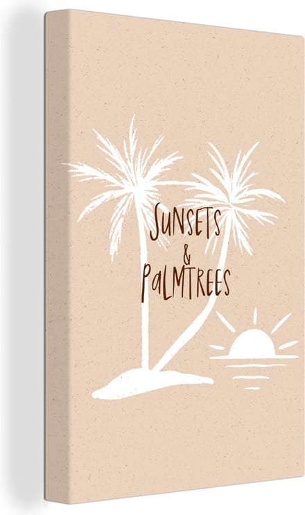 Canvas Schilderij Spreuken - Quotes - Sunsets & palmtrees - Palmboom - 20x30 cm - Wanddecoratie