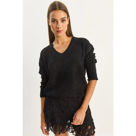 V-hals Textured Knit Trui