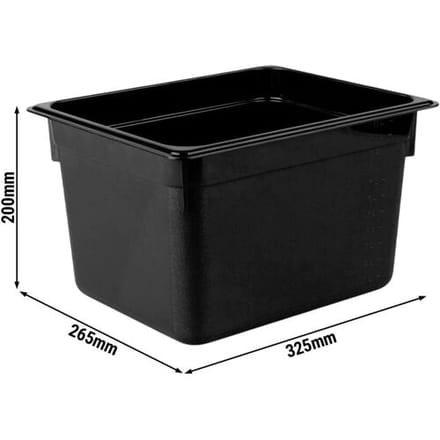 GGM Gastro (12 Stück) Polycarbonat-Behälter GN 1/2 - Schwarz - Höhe: 200mm Zwart