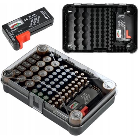 Kistenberg Batterijdoos - Batterijhouder voor batterijen met batterijtester