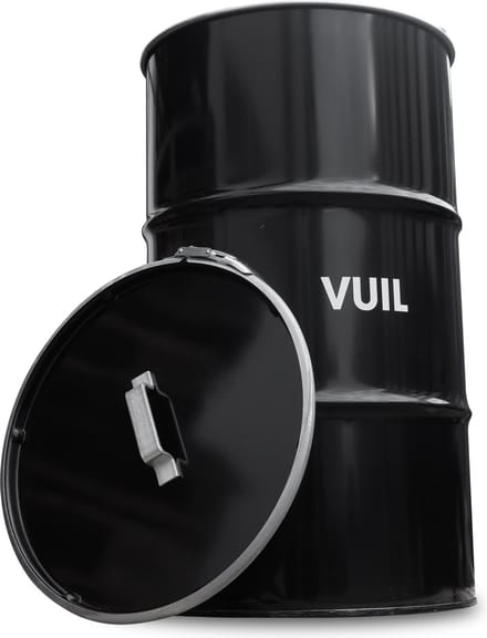 BinBin Handle Vuil - Industriële Prullenbak - Zwart Metaal - Ø48x82 cm - 120L - Handvat Deksel - Horeca & Terras Afvalbak