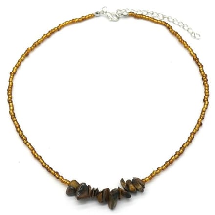 She life style - bruine ketting met stenen kralen - Bruin