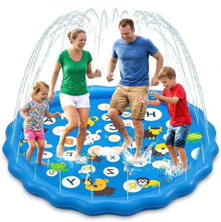 Waterspeelmat Bloem - Splash Pad - Buiten Spelen - Met Sproeifontein - 170 cm - Blauw