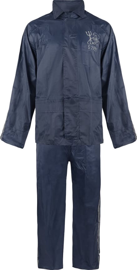 C-Line Regenpak met Capuchon - Blauw - Reflecterend  - Nieuw Model - Volwassen maat M
