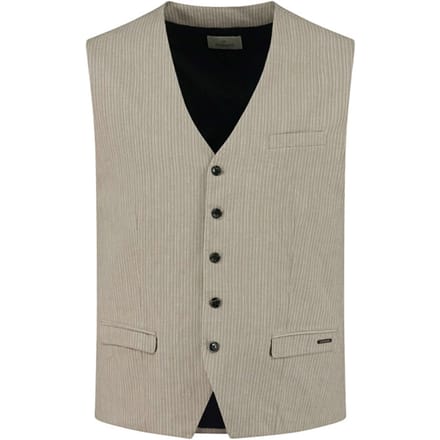 Dstrezzed Gilet linen irregular stripe sepia