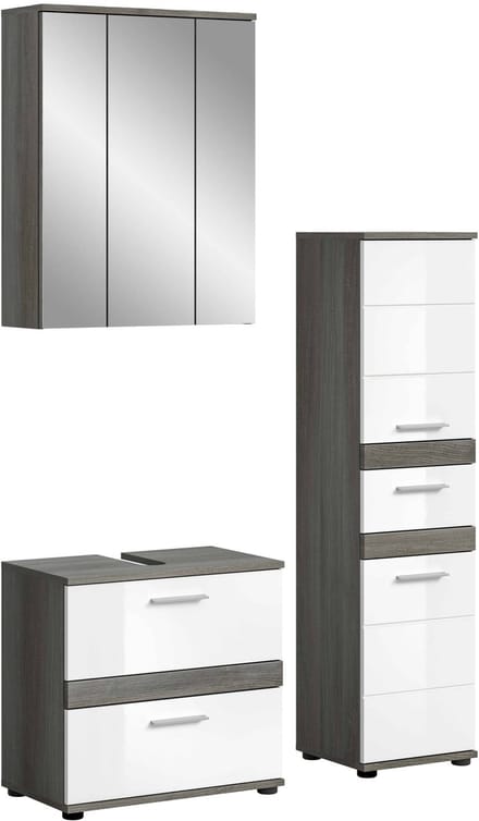 Blake badkamercombinatie wit hoogglans MDF TZ rookzilver NB - 34x110x191cm