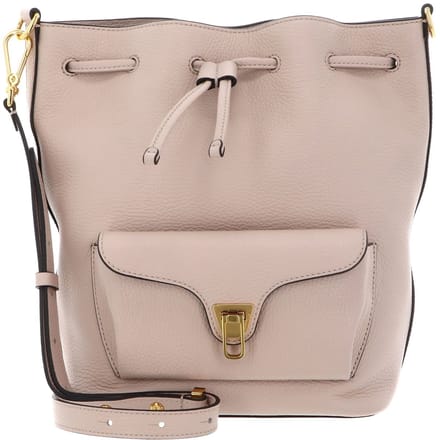 COCCINELLE Leren schoudertas Beat Generatio Bucket Bag Rosette beige