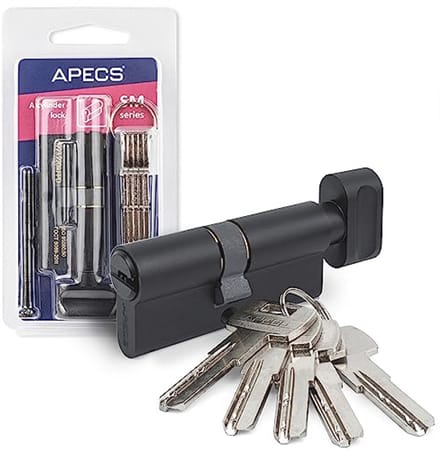 Zwarte Knopcilinder Sluitcilinder 100 mm met 5 Sleutels voor Deurslot