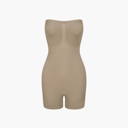 cfab - Strapless corrigerende bodysuit met short - Donkerbeige - L - Corrigerende Body - Naadlos - corrigerend ondergoed dames
