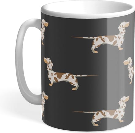 Hound & Herringbone - Getijgerde Teckel Designer Mok - Chocolate Dapple Dachshund Designer Mug