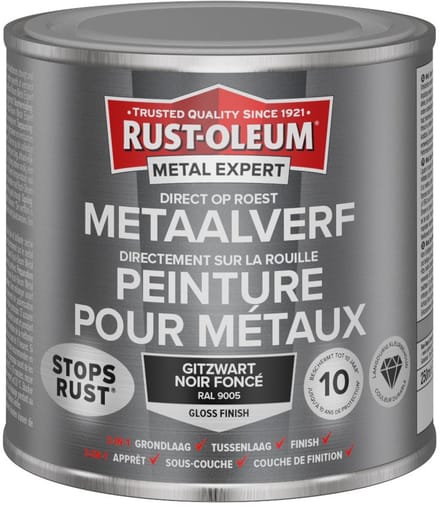Rust-Oleum Metal Expert Direct Op Roest Metaal Verf 250ml - RAL 9005