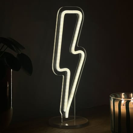 Neon Lamp - Bliksem Warm Wit - Staand - Dimbaar - Tafellamp - Neon Sign - LED Lamp - Verlichting - Wandlamp