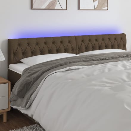 vidaXL - Hoofdbord - LED - 200x7x78/88 - cm - stof - donkerbruin