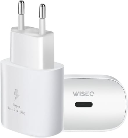 WISEQ USB-C Adapter 25W – Snelle Oplader – Geschikt voor iPhone & Samsung – Wit