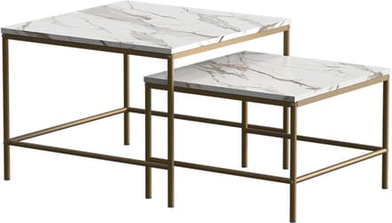 Vicco Ramio Salontafel set – 60 x 60 cm 2 delen Wit/Goud