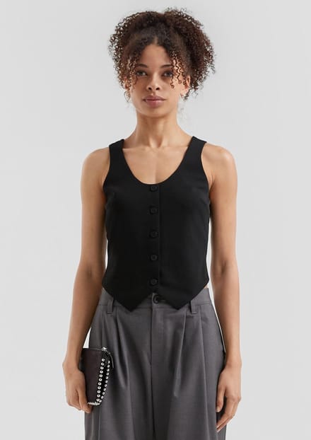 QS - female - Slim-fit vest van interlock jersey