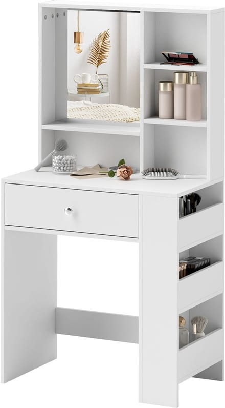 HOMCOM-Schminktisch-Spanplatte-70L x 40B x 137H cm-Weiß