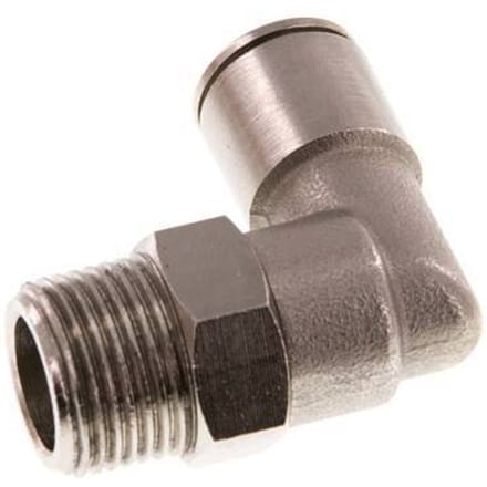 10mm x R3/8'' 90 graden L-verbinding Messing Insteekfitting Buitendraad Draaibaar NBR