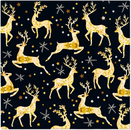 Lunch servetten Golden Reindeer Charm - PAW Decor - 33x33 cm