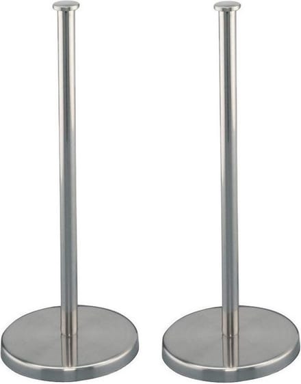 2x Zilveren RVS keukenrolhouder rond 13 x 32 cm