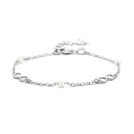 Zilver Gerhodineerd Armband Infinity En Parels 16 + 3 Cm 1 Micron 1336157
