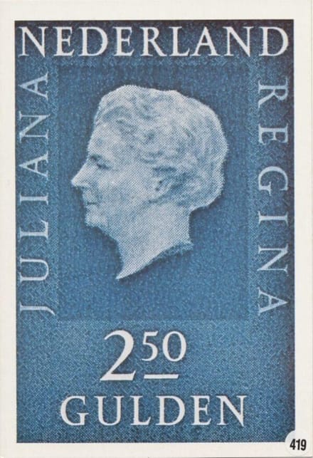 Briefkaart met afbeelding Juliana Regina postzegel