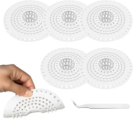 Afvoerzeef Set - Douche Haarvanger - Verstopping Voorkomen - Inclusief Pincet - 5 Stuks - Wit