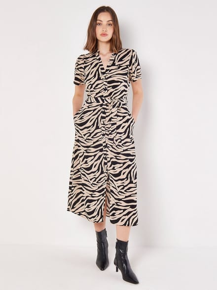 Zebra-overhemdjurk met strik