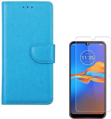 hoesje Geschikt voor: Samsung Galaxy A10E (Lite) Portemonnee Turquoise met 2 stuks Glas Screen protector