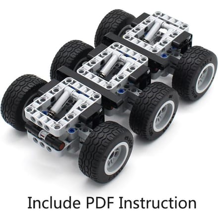 6-wielige Trailer Assembly Mini Drie-assig Chassis Bouwstenen 119 stuks Mechanische Eenheid Technische Stenen black