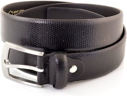Nette zwarte pantalon riem met hagedis print. Maat 115