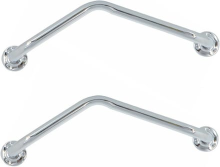 MSV Badkamer/douche wand/muur hoekbeugel handgreep - 2x - rvs metaal - zilver - 54 cm - Extra houvast