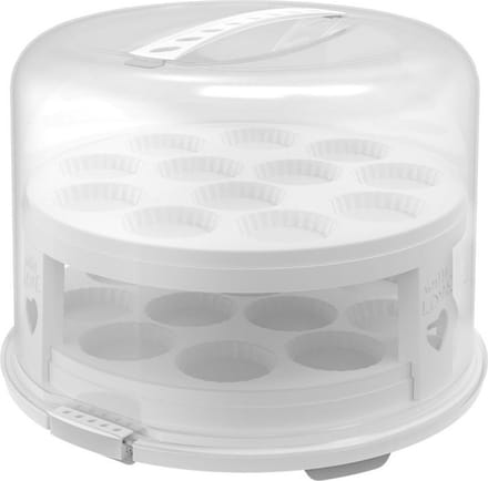 Rotho Fresh taartdoos XL met trays - BPA vrij - afsluitbare clips - geschikt voor cupcakes - -wit