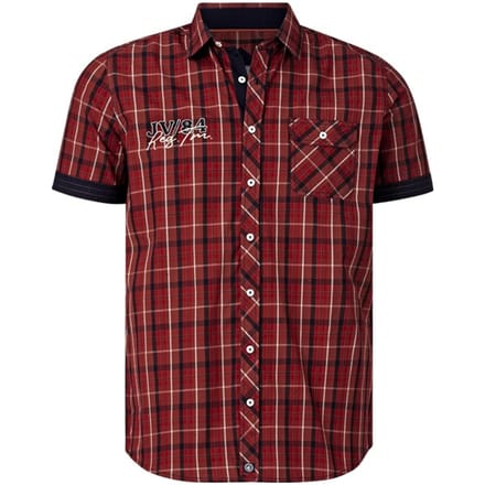 Jan Vanderstorm herren Overhemd Met Korte Mouwen - 45/46 - rood - Plus Size