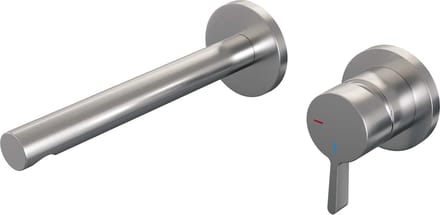 Brauer Brushed Edition Wastafelmengkraan inbouw - rechte uitloop links - hendel middel dik - model E 1 - PVD - geborsteld RVS