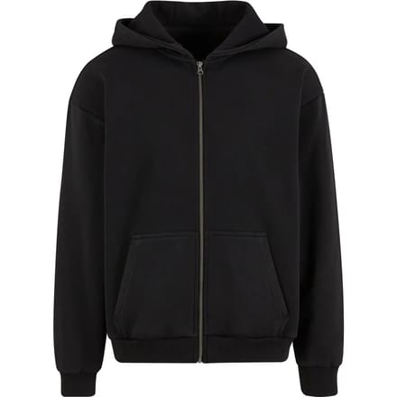 Gewassen zware hooded sweatshirt met rits Build Your Brand Stonewash