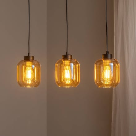 Eko-Light Hanglamp Sombra, amber, 3-lamps, langwerpig