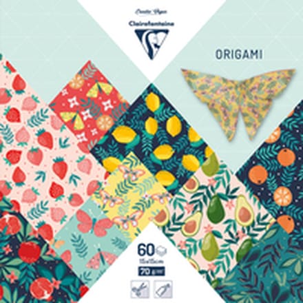 Origami papier Fruittuin, 60 vel 70g 15 x 15 cm - met motief