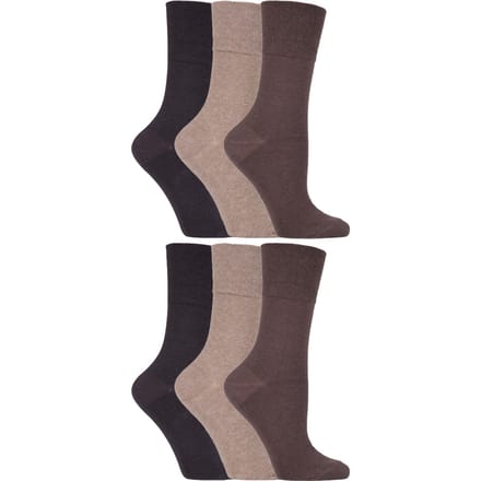 Gentle Grip - 6 paar diabetische damessokken - Brown 39