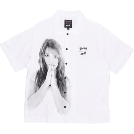 Vrouwen korte mouw W Rayon Photo Shirt X Britney Spears White
