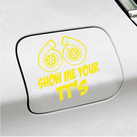 Bumpersticker - Show Me Your TTs - 15 X 15 - Geel
