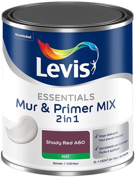 Levis - Essentials Mur & Primer Mix - Shady Red A60 - Mengverf - 1 L