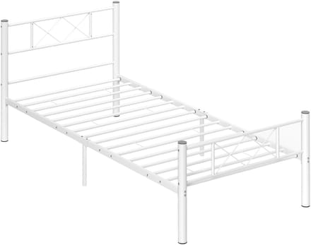 HOMCOM-Bettrahmen-Stahl-96L x 208B x 88H cm-Weiß