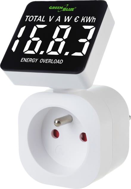 GreenBlue GB620 E - Energiemeter - Wattmeter met scherm - Verbruiksmeter - 16A - max. 3680W - Elektriciteitsmeter - Energiekosten- type E - 220-240V