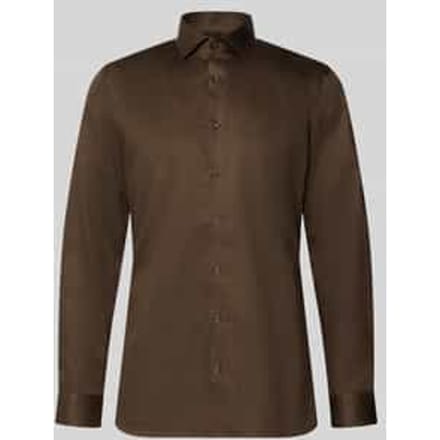 OLYMP No. Six Overhemd, Super Slim, Royal Kent, Zwart-Bruin