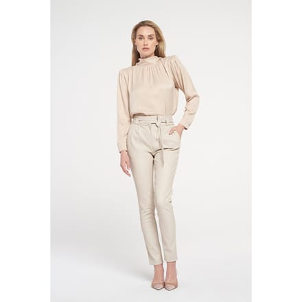Ibana Paula (stretch Leather) Oyster White Maat: 34 | Leren broeken Outlet | Dames | Beige