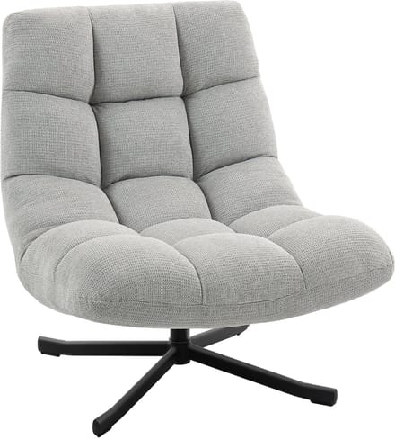 Homcom Accent Chair-Chenille, Staal-75L x 95B x 90H cm-Lichtgrijs